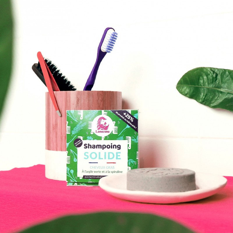 Shampoo solido per capelli grassi - Argilla verde e spirulina - 70g - Lamazuna