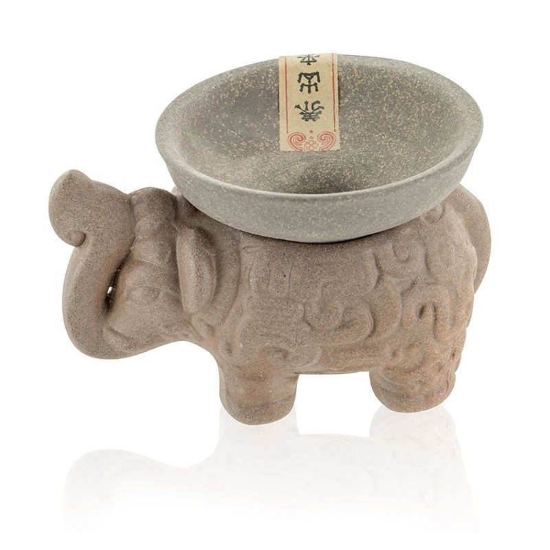 Porta-incenso in argilla "Elephant" per bastoncini e coni - Les encens du monde