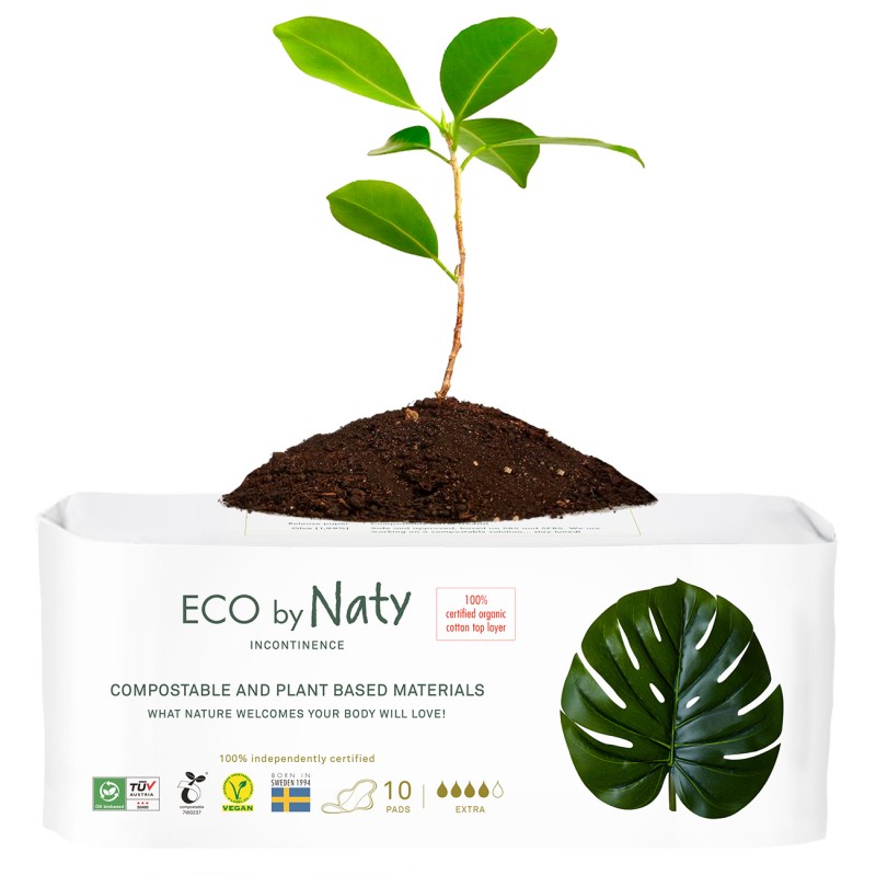 Serviette de protection pour l'incontinence, 100% compostable, Extra - 10 pces - Naty