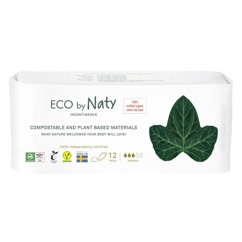 Tamponi per incontinenza, 100% compostabili, Normale - 12 pz. - Naty