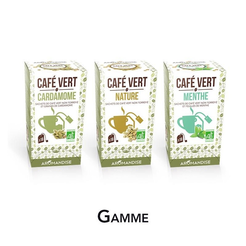 Café vert BIO en sachets, Nature - 18 sachets, 54g - Aromandise