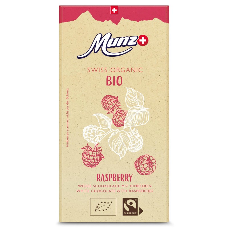 Weisse Schweizer Schokolade mit Himbeeren, Bio & Fair -  - 100gr - Munz