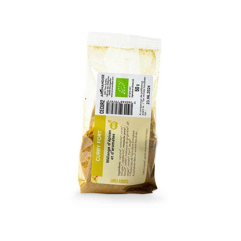 Curry forte biologico, Cellocompost Zero rifiuti - 50gr - Aromandise