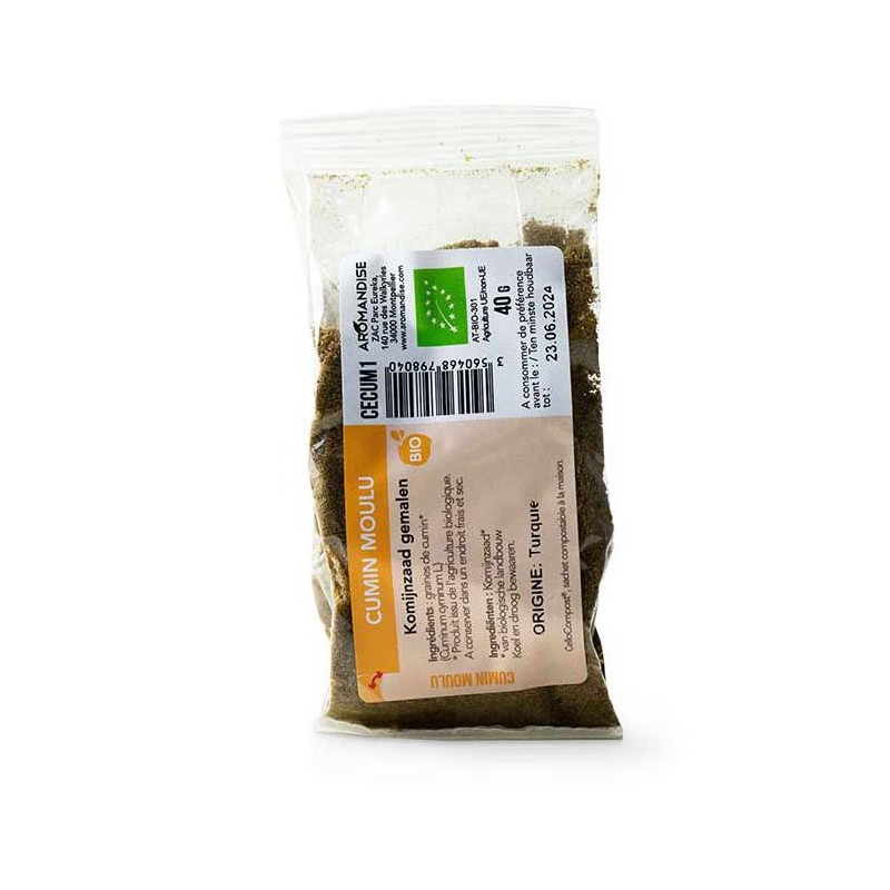 Cumino in polvere biologico, Cellocompost Zero rifiuti - 40gr - Aromandise