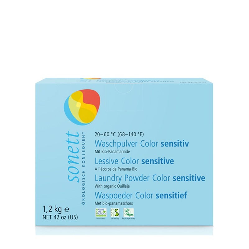 Ökologisches Waschpulver,  Color sensitiv, Idel für Allergiker  - 1,2 kg - Sonett