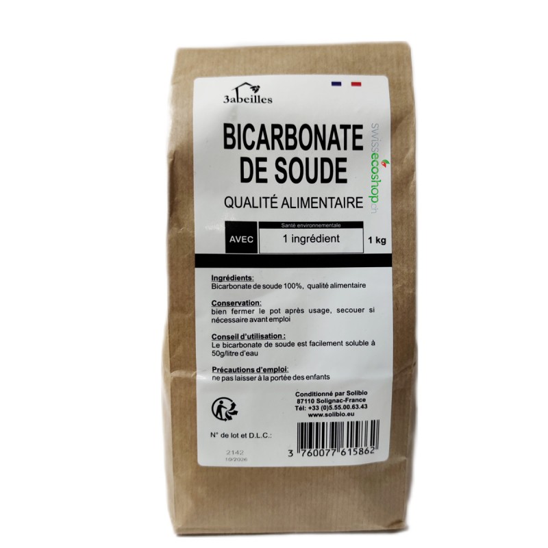 Bicarbonate de soude Technique (de qualité alimentaire) - 1kg - 3 Abeilles