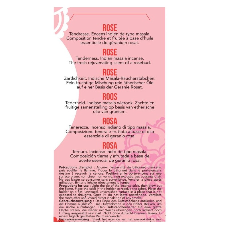 Incenso indiano, 100% naturale "Alta tradizione" - Rosa - 20 pces - Les encens du monde