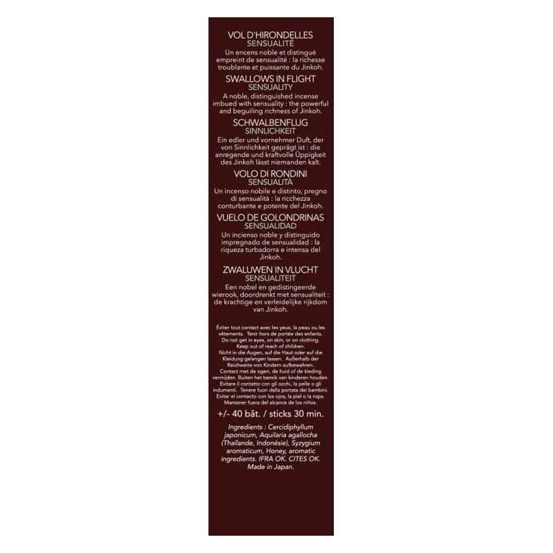 Encens précieux KARIN du Japon, Vol d'hirondelles (porte encens inclus) - 40x 30min. - Les Encens du monde