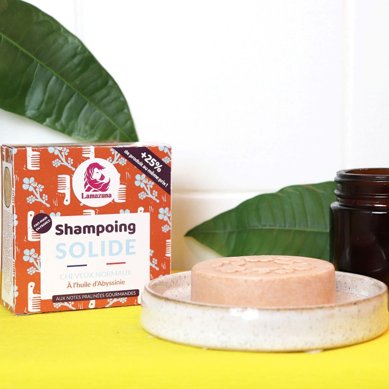 Festes Shampoo für normales Haar (ohne ätherische Öle) - Abessinieröl - 70g - Lamazuna