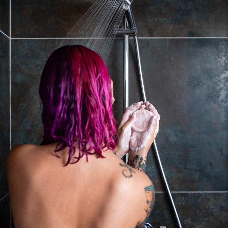 Festes Shampoo für gefärbtes Haar (ohne ätherische Öle) - Kirschöl - 70g - Lamazuna