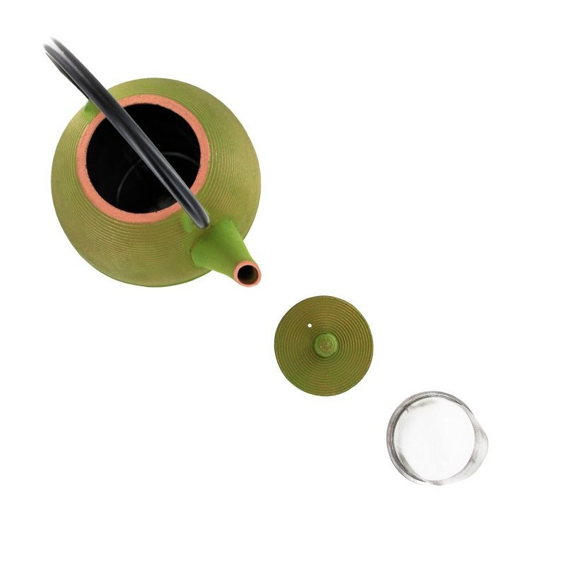Théière en fonte, MING Vert doré, avec filtre inox - 1,2 litre - Aromandise