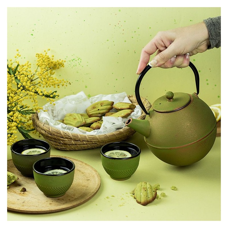 Teekanne aus Gusseisen, MING Goldgrün, mit Edelstahlfilter - 1,2 Liter - Aromandise