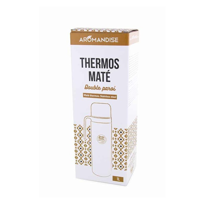 Thermoskanne für Mate aus Edelstahl mit Ausguss - 1 Liter - Aromandise