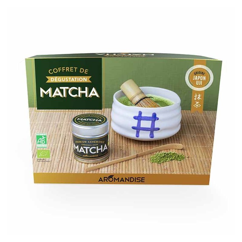 Coffret de dégustation "Matcha Cérémonie" - Matcha, cuillère, bol & fouet - Aromandise