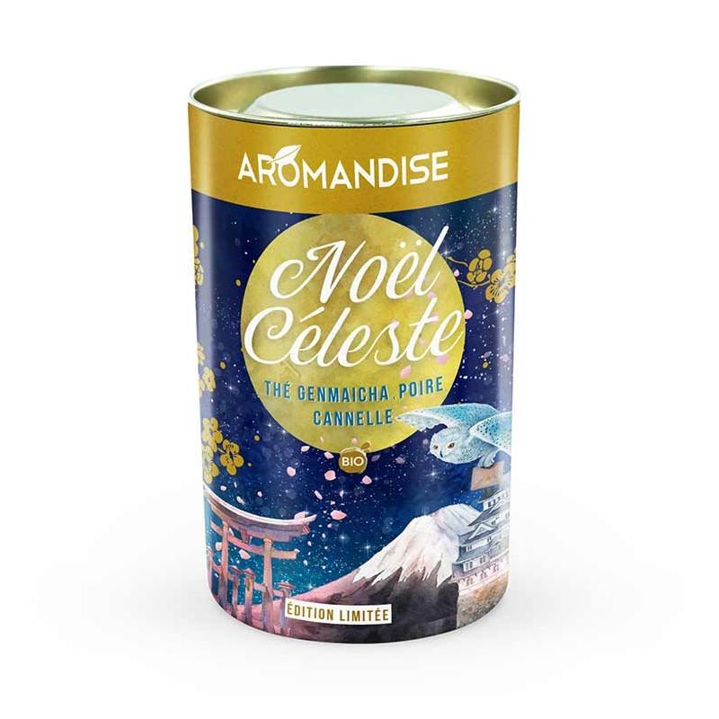 Thé BIO "Noël Céleste", Genmaïcha, Poire & Cannelle - 80g - Aromandise