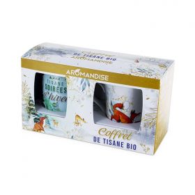 Coffret Tisane de Noël: Tisane BIO "Soirées d'Hiver" (100g) + Tisanière en porcelaine "Maître Goupil" - Aromandise