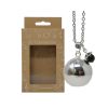 Bola di gravidanza liscia placcata argento con perla di ossidiana nera - ⌀ catena da 2,2 cm e 114 cm - Gioielli irreversibili