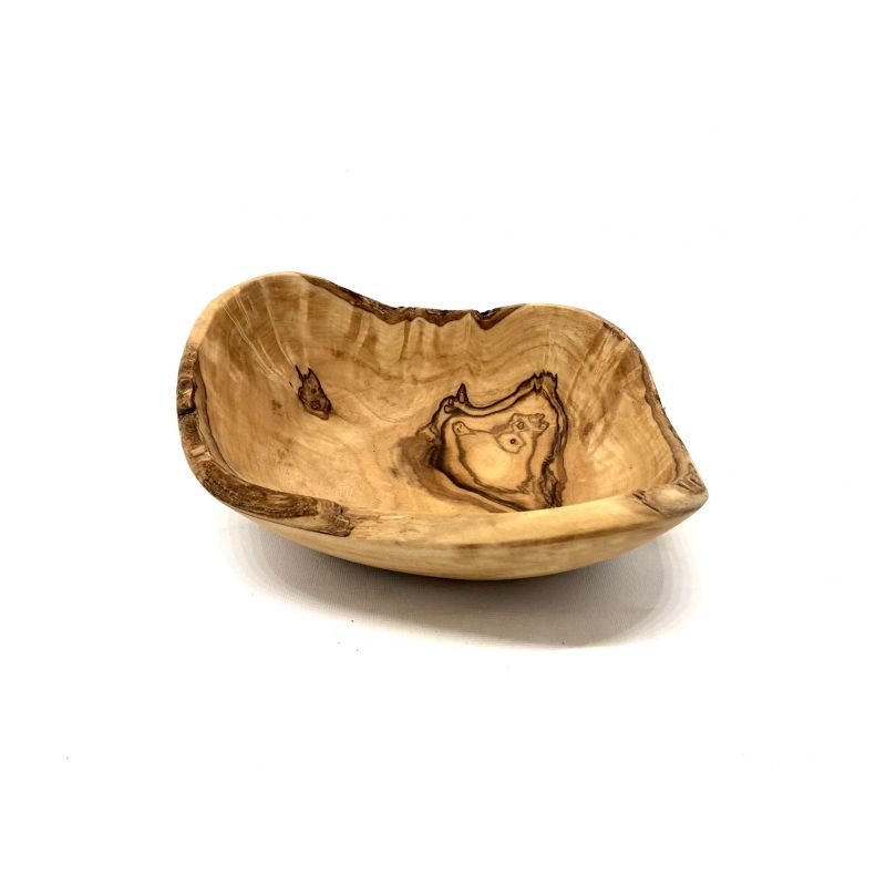 Rustikale handgefertigte Schale aus Olivenholz - 14-16 cm - Olivenholz Erleben