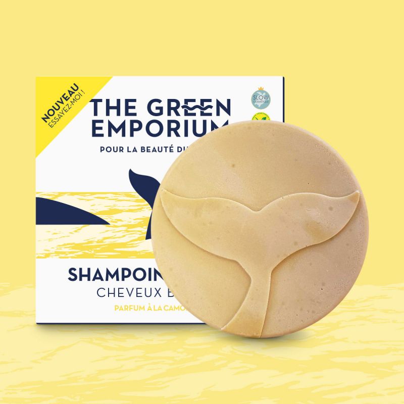 Shampoo solido per capelli biondi, profumato alla camomilla - 85g - The Green Emporium