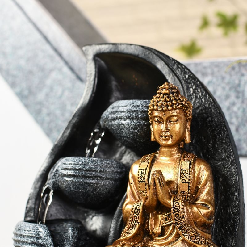 Fontana da interno - Bouddha Praya (con statua e illuminazione a LED) - Zen'Light