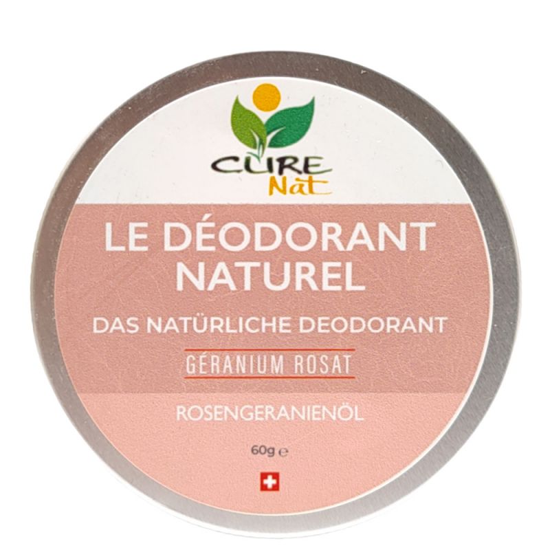 Deodorante biologico in crema con bicarbonato, Geranio rosa - 60g - Curenat