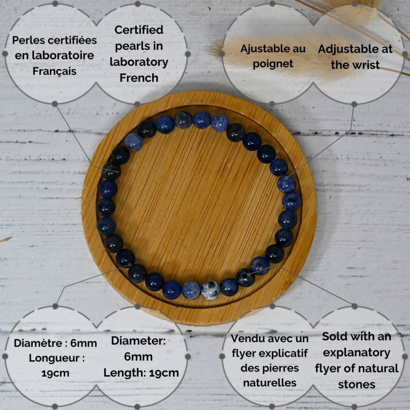 Armband aus Naturstein für Erwachsene - Sodalith - 19cm - Irréversible Bijoux