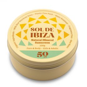 Protection solaire Naturelle Solide en boîte - Pour le visage & le corps - Indice 50, 45g - Sol de Ibiza