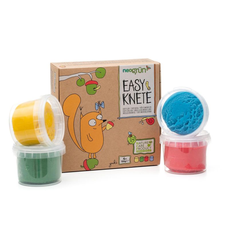Knetmasse für Kinder, weich und leicht zu formen - Umweltfreundlich & sicher! - Pack "YUKI", 4x120g - neogrün