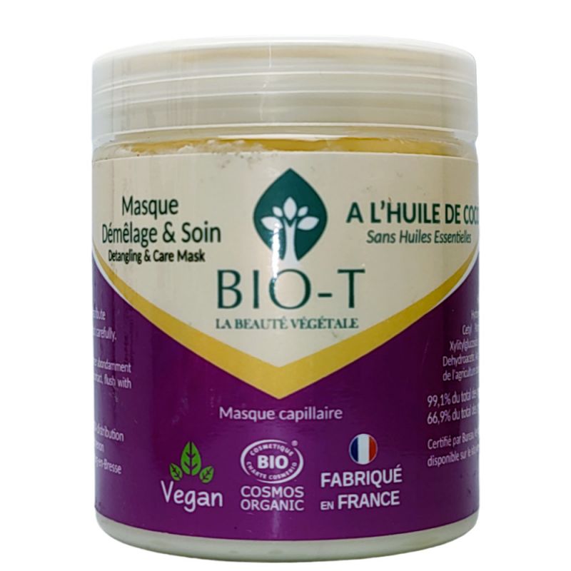 Maschera biologica districante e condizionante (con olio di cocco), districante e nutriente naturale - 250 g - BIO-T
