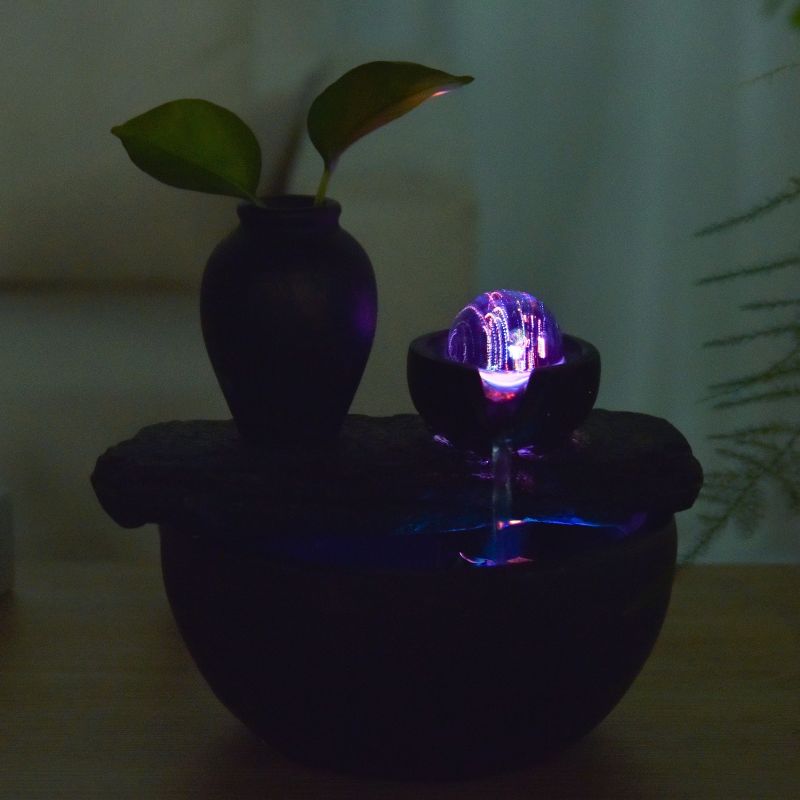 Fontaine à eau - "Bouddha Silice" avec boule tournante illuminée (LED) - Zen'Light