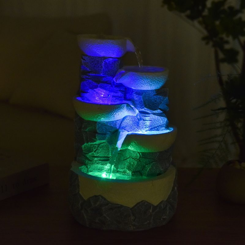 Wasserspender - "Ganda" mit 4 Stufen von Wasserfällen (mit LED-Beleuchtung) - Zen'Light
