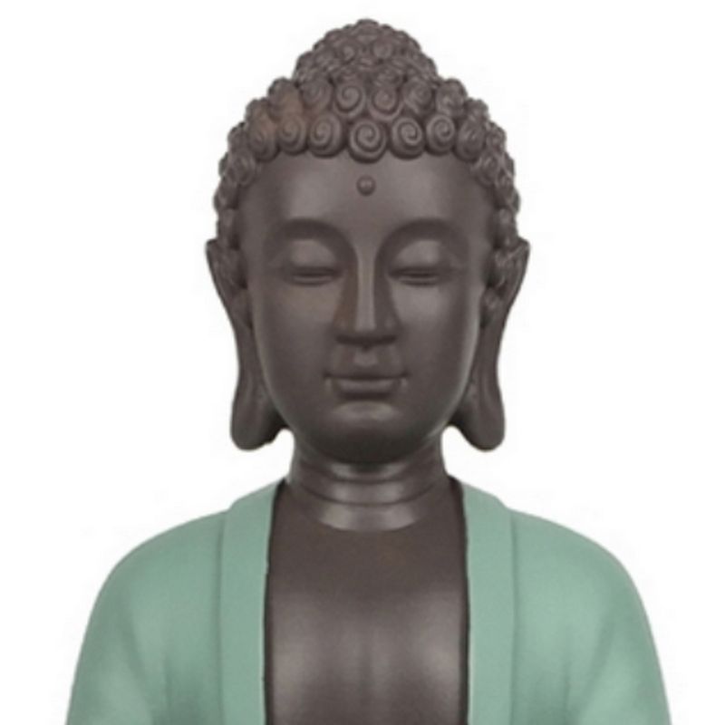 Statuetta - "Verde Bodhi con piatto", un Buddha in posizione di meditazione - Altezza 14 cm - Zen'Light