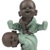 Statuetta - "Bonzi che si divertono", 2 Buddha bambini che giocano - Altezza 9,5 cm - Zen'Light
