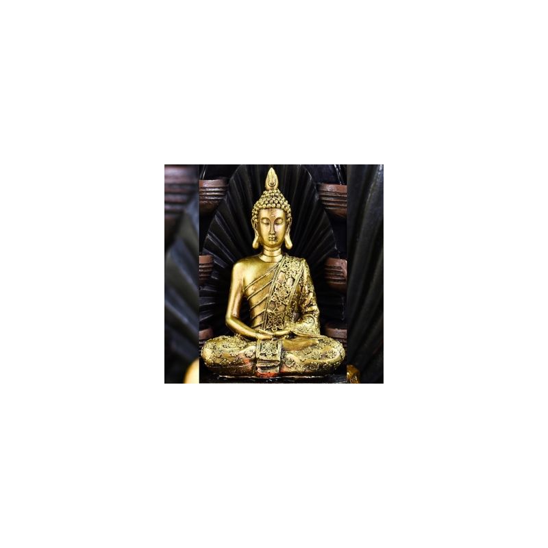 Statuette - "Buddha Sanci", ein vergoldeter Buddha in Meditationshaltung - 13 cm hoch - Zen'Light