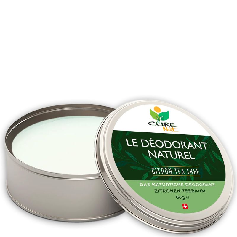 Deodorante biologico in crema con bicarbonato, Albero del tè e limone - 60g - Curenat