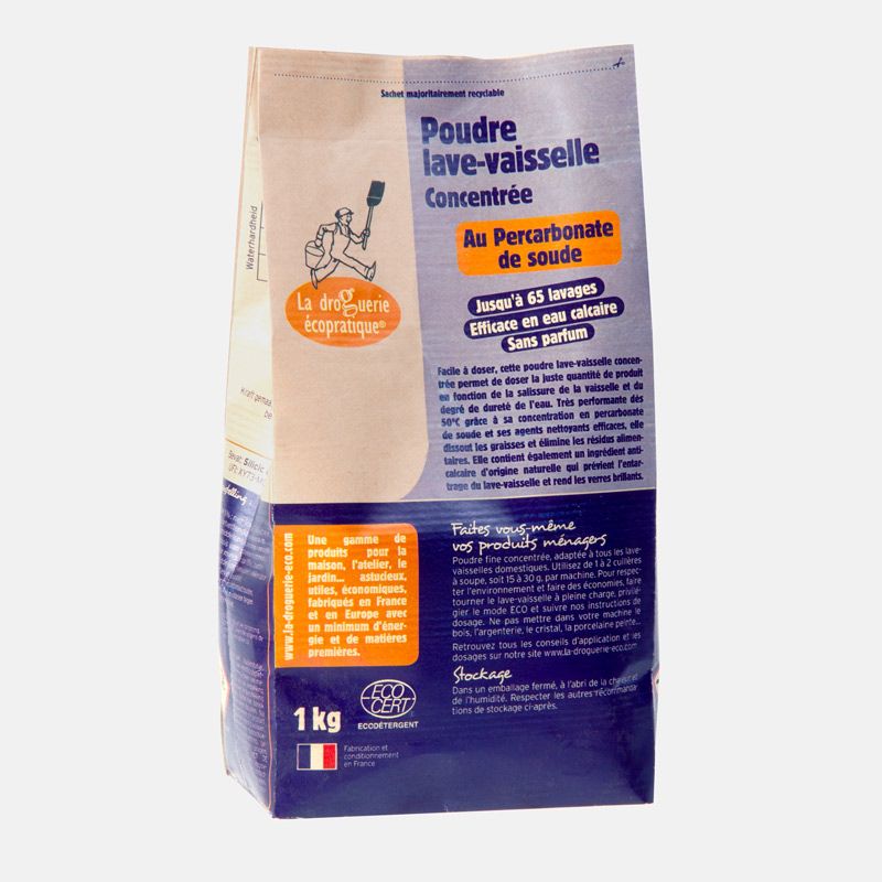 Poudre lave-vaisselle BIO au percarbonate - 1kg (jusqu'à 65 lavages) - La droguerie écologique