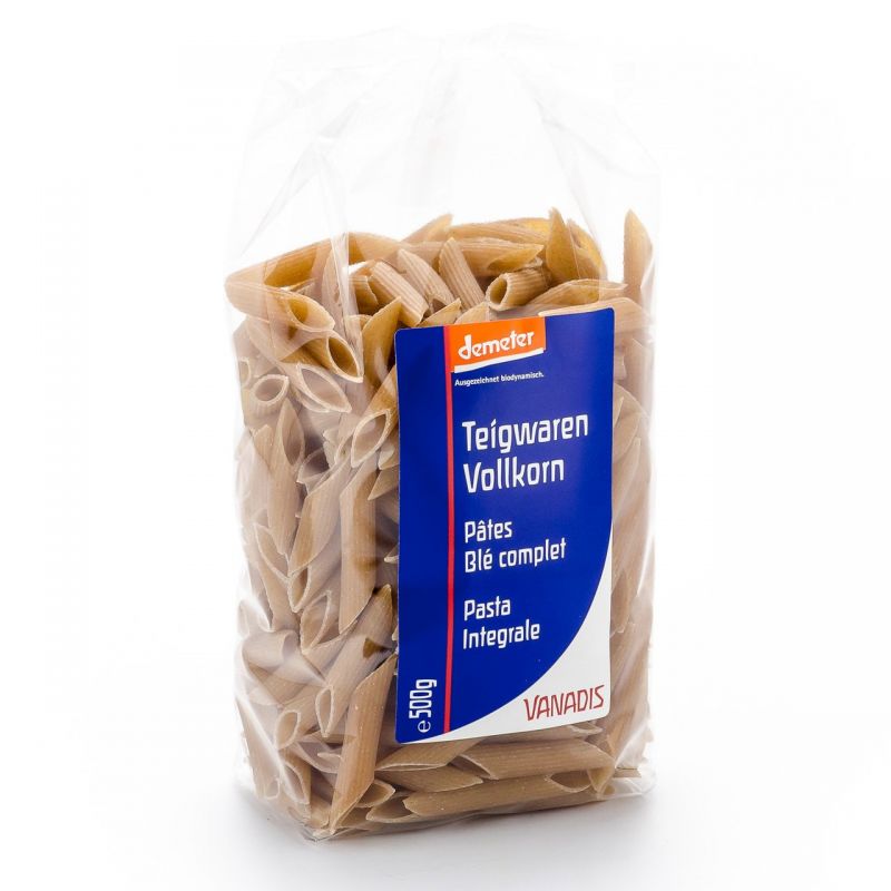 Penne aus Vollkornweizen BIO (Demeter, Schweiz) - 500g - Vanadis