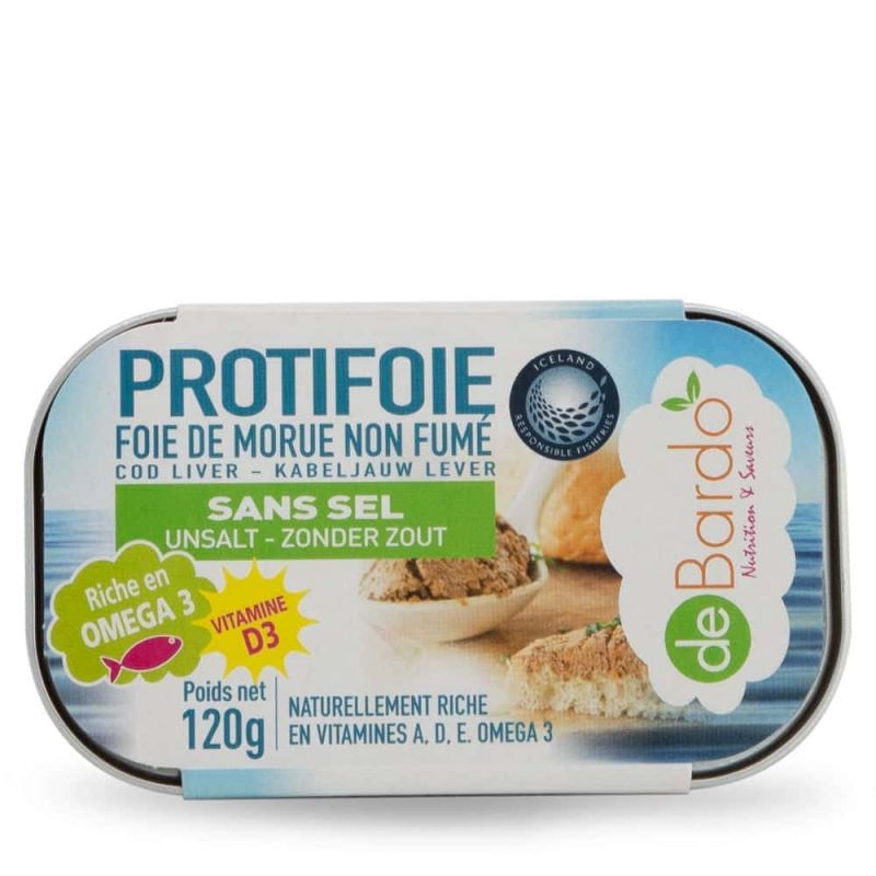 Fegato di Merluzzo "Protifoie", Senza sale e senza fumo - Ricco di Omega 3 & Vitamine - 120g - De Bardo