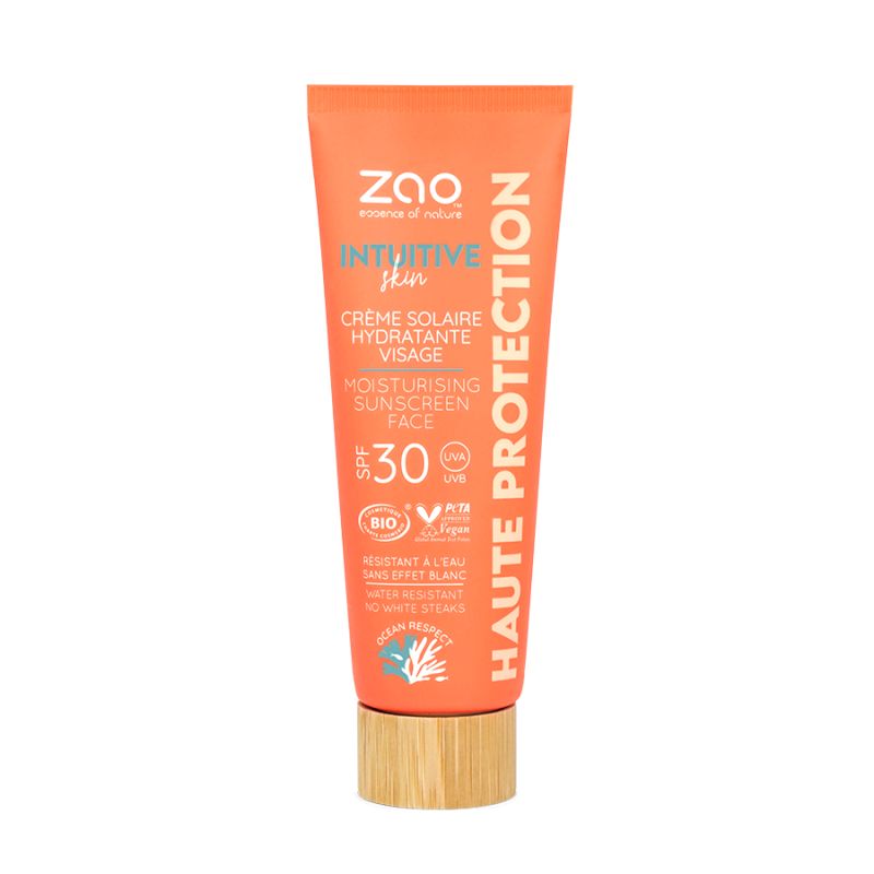 Crème solaire hydratante BIO pour le visage, Intuitive Skin - Indice 30, Haute protection - Zao