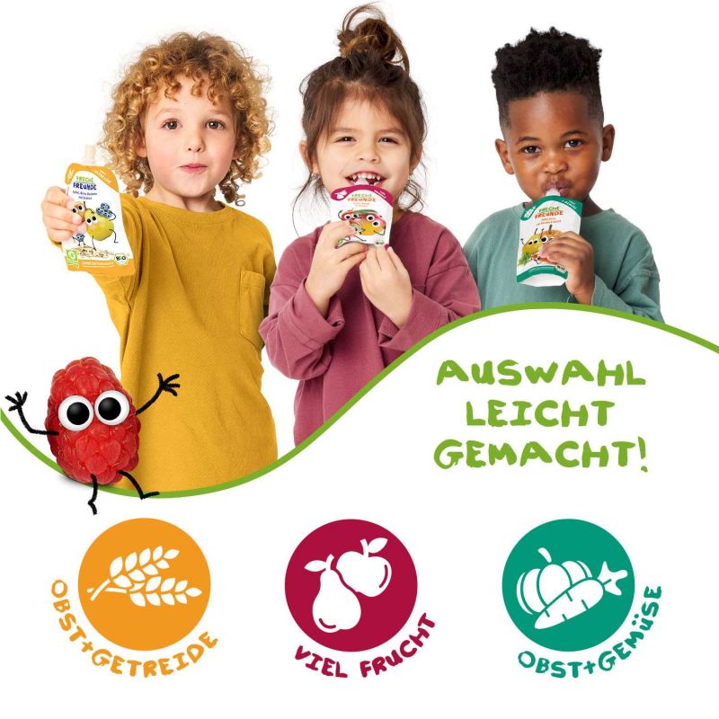 BIO Quetschie (Deutschland) - Apfel, Birne, Heidelbeere & Dinkel - 100g - Freche Freunde