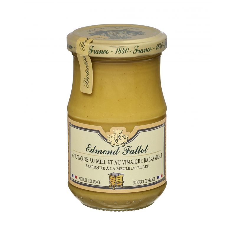 Moutarde de Dijon au miel et au vinaigre balsamique de Modène, fabriquée à la meule de pierre - 210g - Edmond Fallot