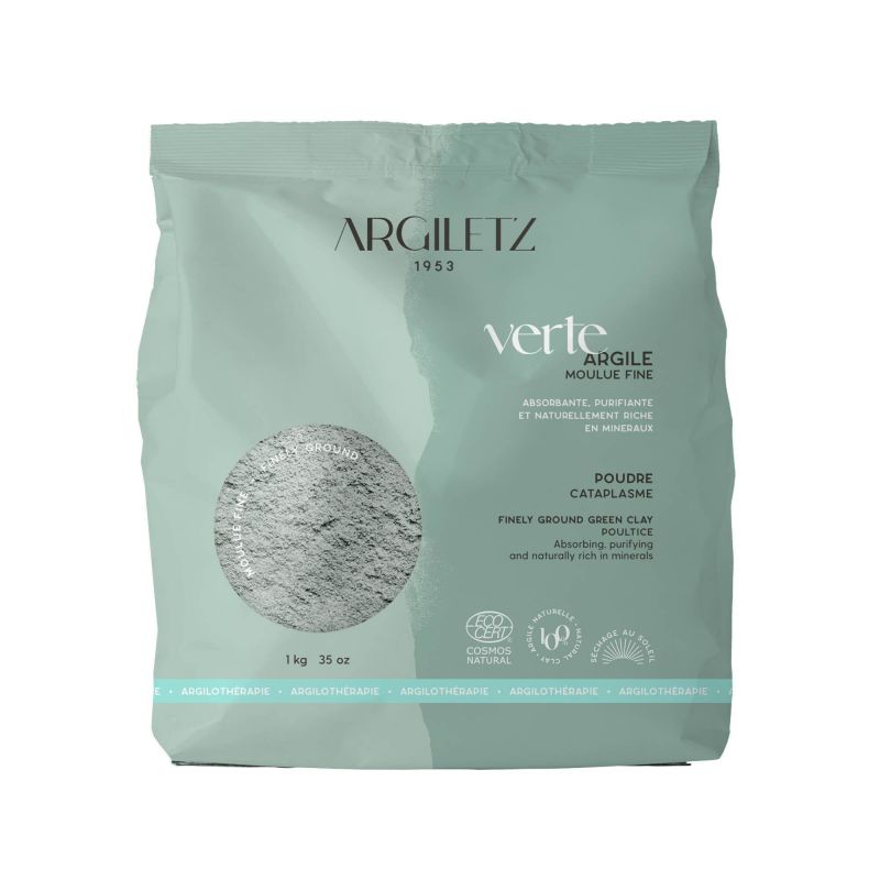 Argilla verde organica (illite) - finemente macinata, 1 kg - Argiletz