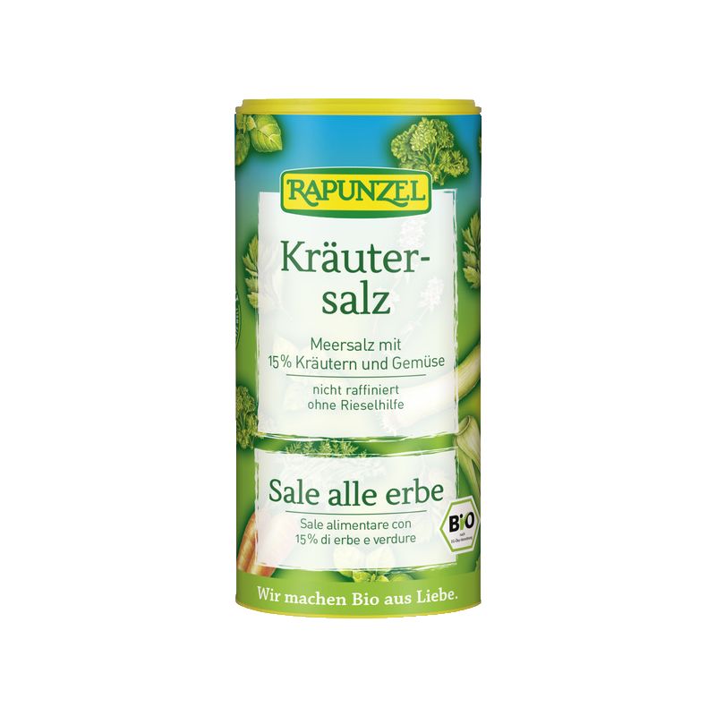 BIO-Kräutersalz mit 15 % Kräutern und Gemüse - Streuer 125g - Rapunzel