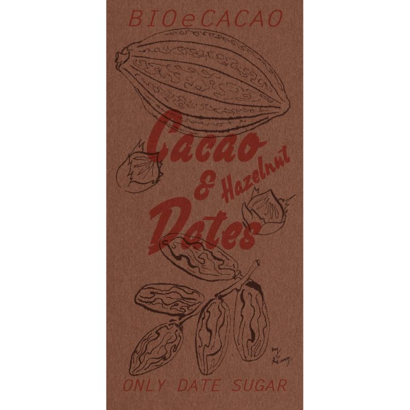 Cioccolato biologico alle nocciole, dolcificato con datteri – 65% cacao, 25% datteri, 10% nocciole, Bio & Fairtrade – 90g – BIOe