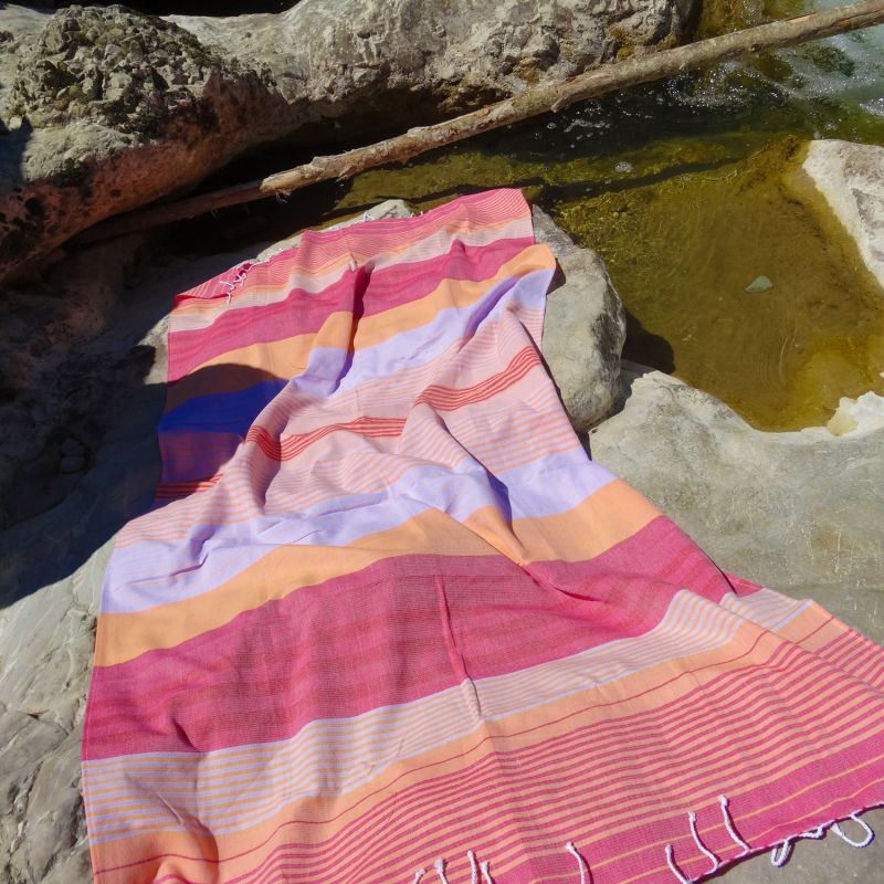 Fouta in cotone biologico, Collezione SUD, Azalea - 100x200cm - Karawan