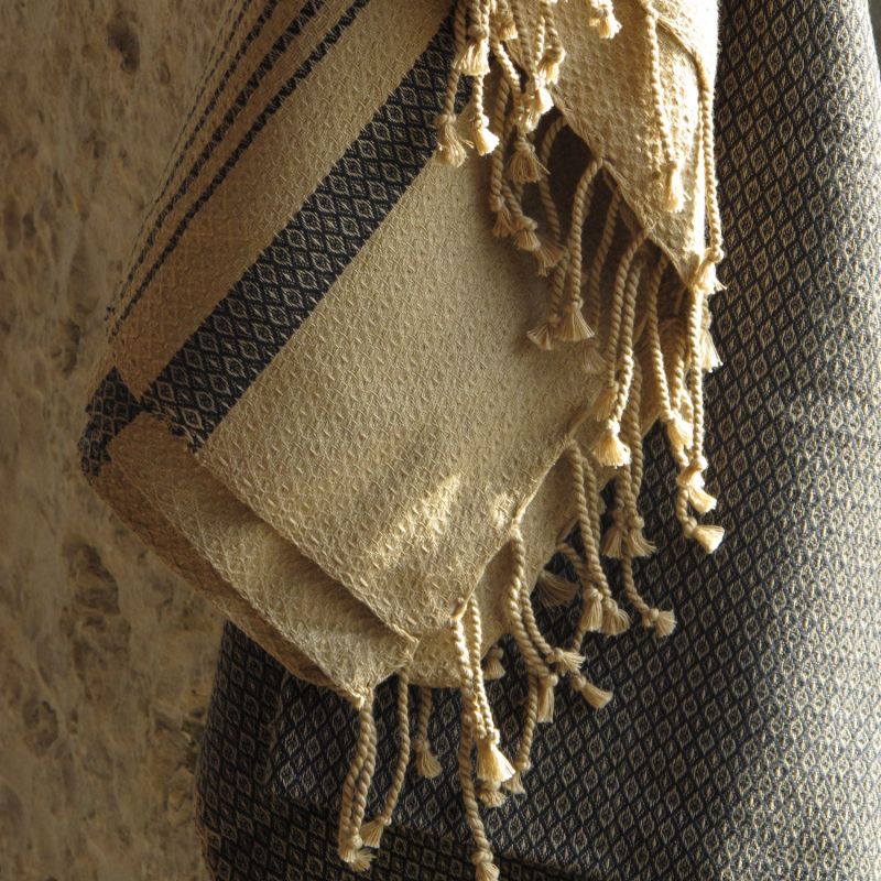 Fouta en coton biologique, Collection SAND, Cendre - 200x100cm - Karawan