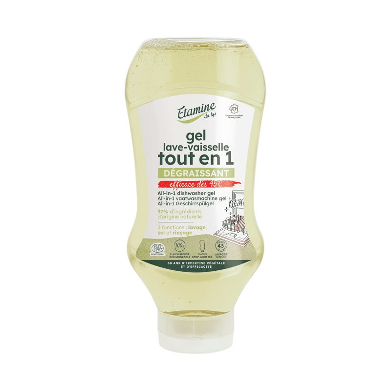 Gel Lave-vaisselle Tout-en-1, Dégraisse et fait briller - 870ml - Etamine du Lys