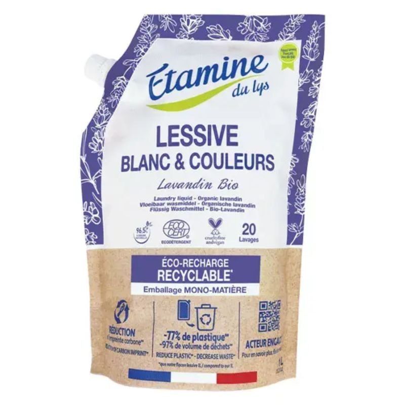 Lessive Liquide BIO au parfum de lavandin - Recharge Doypack de 1 litre- Etamine du Lys