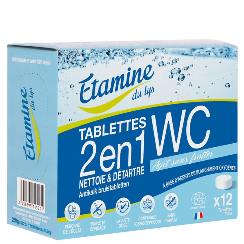 Tablettes WC écologique 2-en-1, Nettoie et détartre - 12 pces - Etamine du Lys