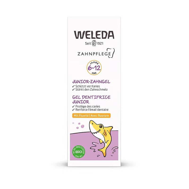 Gel-Zahnpasta Junior (6 bis 12 Jahre) mit Fluorid - 50ml - Weleda